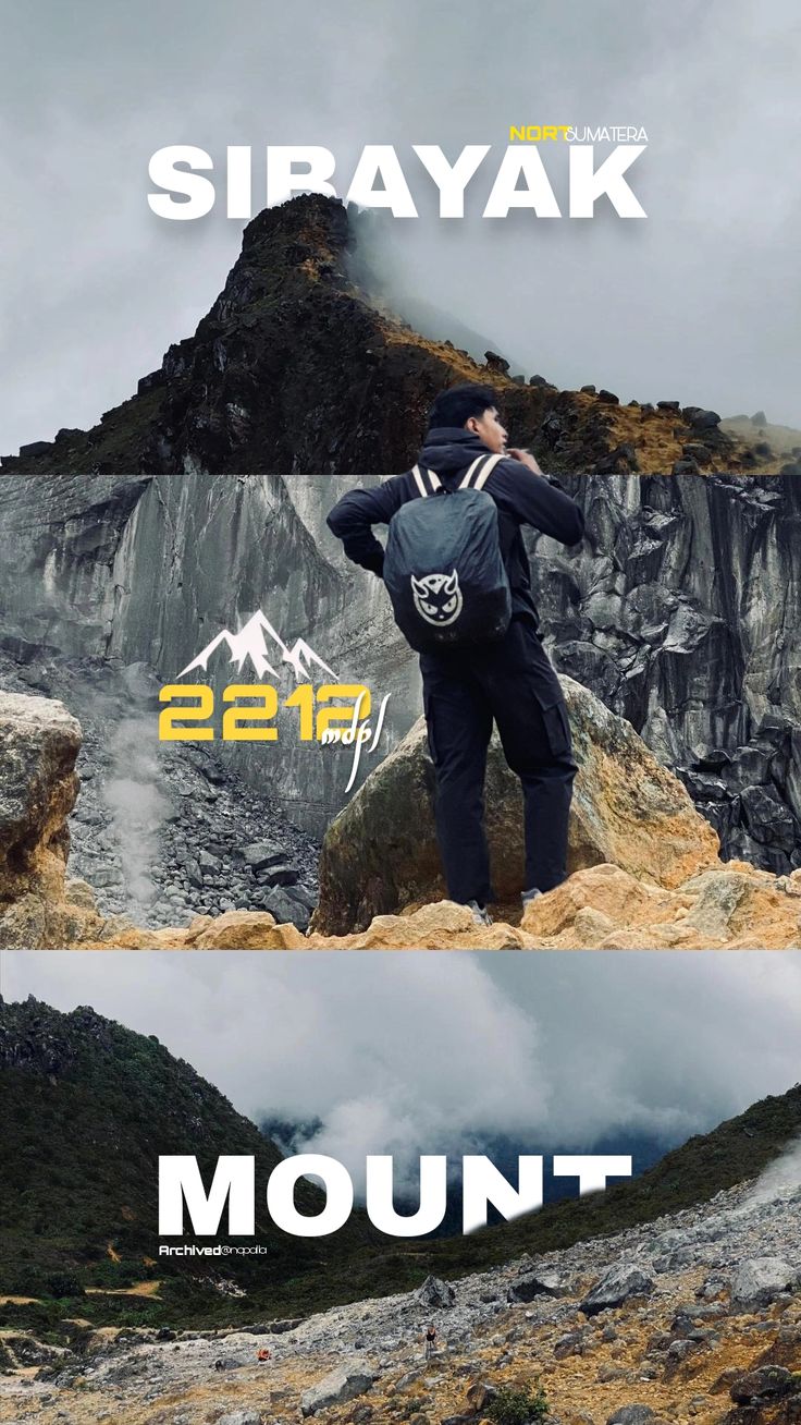 Mountain hiking typographic travel triptych ad