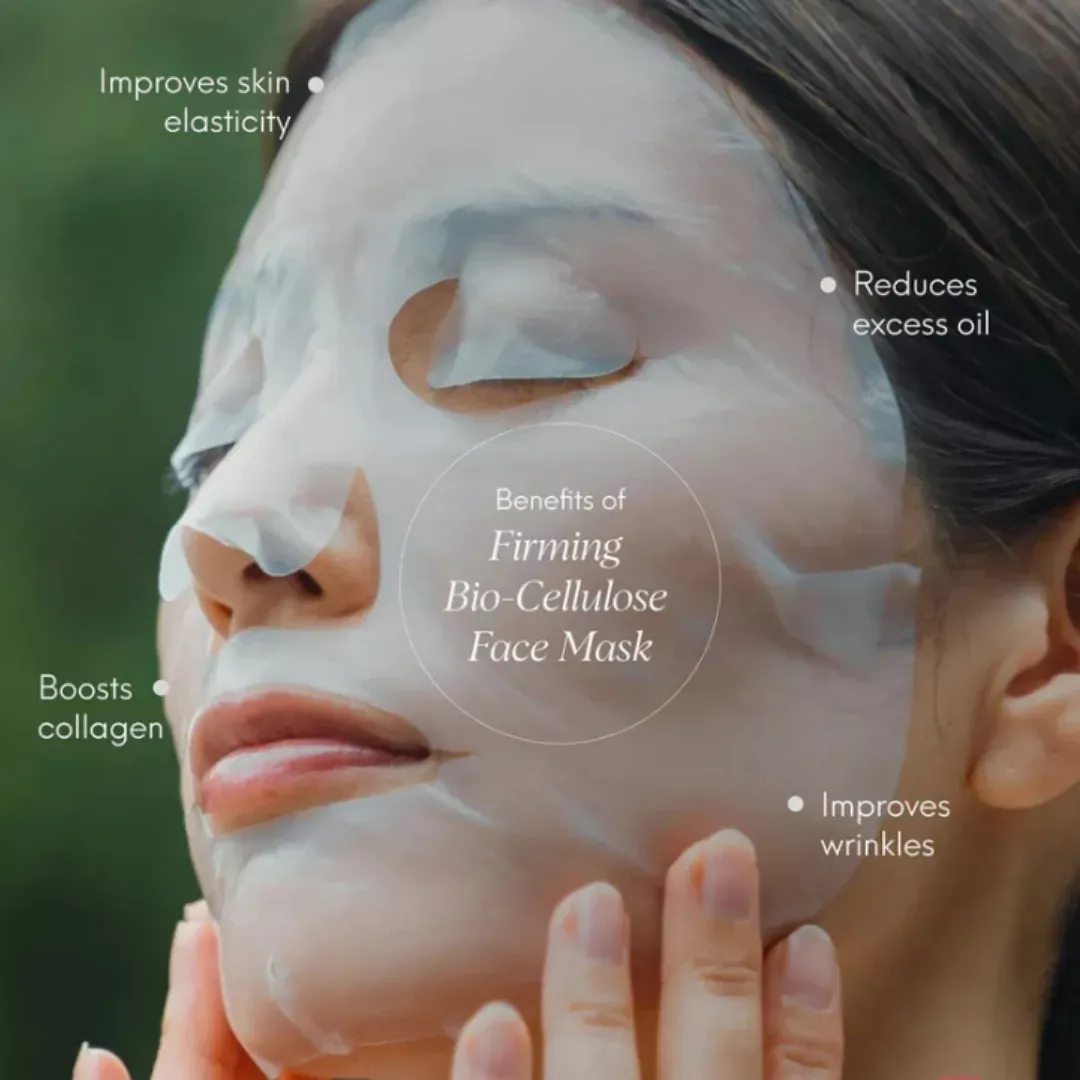Face mask ad with benefit callouts ad