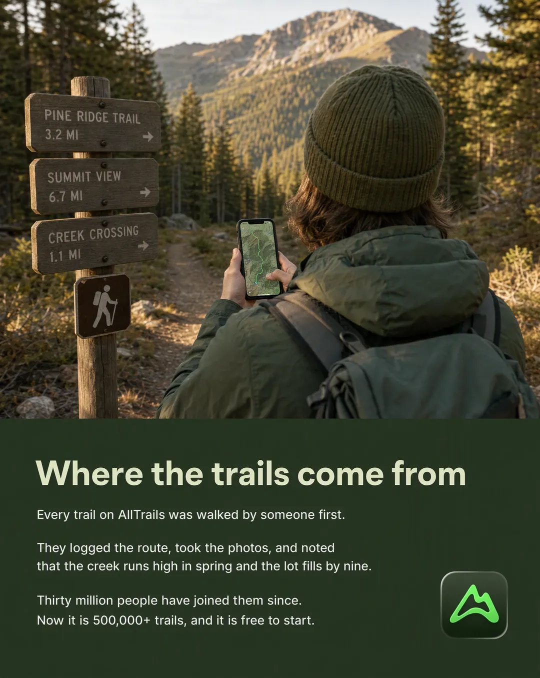 Origin story static ad concept: Where the trails come from